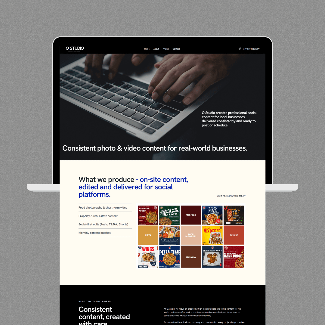 O.Studio Website Mockup