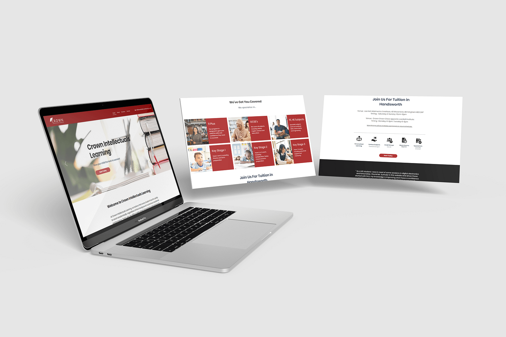 Tuition company website mock-up