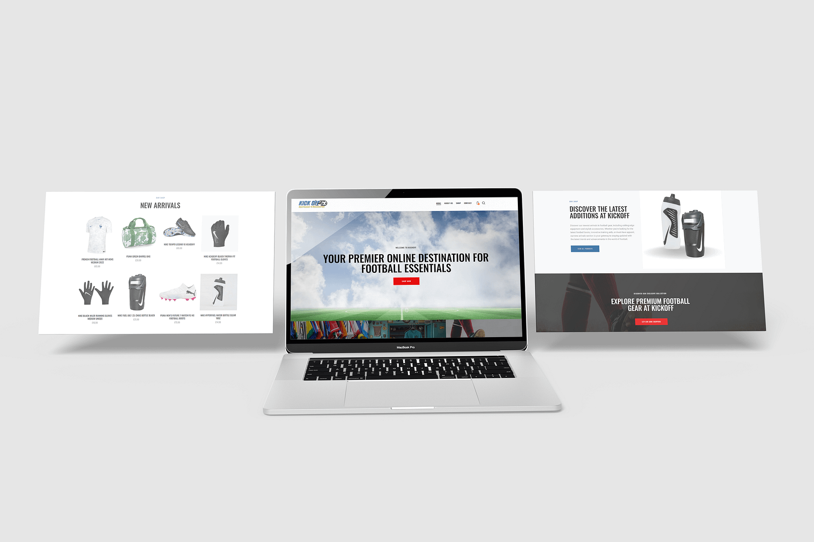 Website mock-up for sportswear company